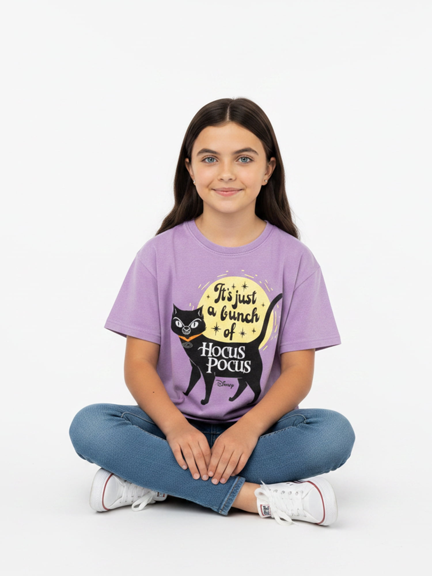 Disney Hocus Pocus Boxy Mineral Washed Halloween Crewneck Tee with Short Sleeves, Sizes 4-16