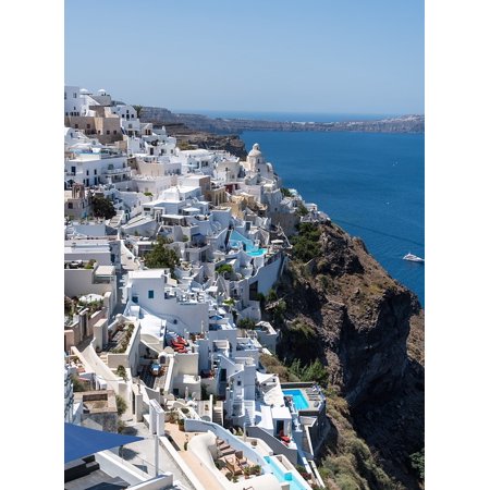 Canvas Print White Greece Travel Architecture Oia Santorini Stretched Canvas 10 x (Best Time To Travel To Santorini Greece)