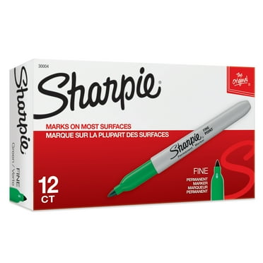 Sharpie Fine Point Permanent Marker, Green, Box of 12