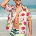 thumbnail image 5 of Lsque Hand Drawn Strawberry pattern Hawaiian Shirt for Men, Unisex Summer Beach Casual Short Sleeve Button Down Shirts-Large, 5 of 9