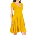 thumbnail image 2 of Women's Casual Stretch Flared Swing V-Neck Short Sleeve Midi Dress, 2 of 5