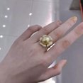 thumbnail image 3 of K-KED Huge AAA 12-11mm Genuine Natural South Sea Golden Stud Pearl Ring 925s, 3 of 3
