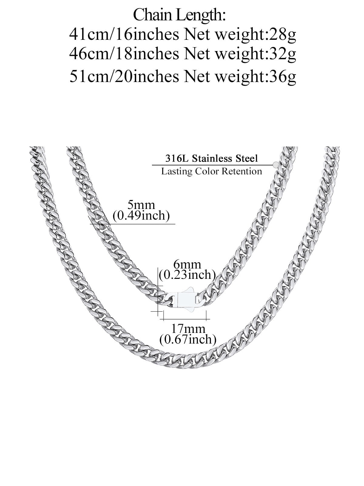 FindChic Silver Chains for Women 5mm Stainless Steel Cuban Link Necklace Birthday Graduation Jewelry Gifts Her Mom Wife, 20inch