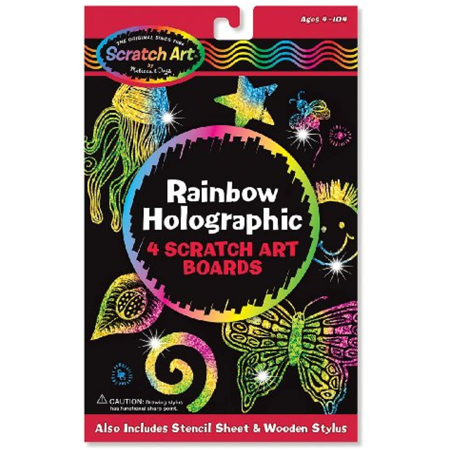 Melissa & Doug Rainbow Holographic Scratch Art 4Sheet Pack & 1