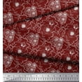 thumbnail image 3 of Soimoi Rouge Popeline de Coton Feuilles & Tissu Imprimé Floral Aster par la Cour 42 Pouces de Large, 3 of 3