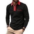 thumbnail image 3 of Lumtrix Men's Polo Shirts 1/2 Zip Long Sleeve Classic T-Shirts Casual Golf Shirts Stylish Collared Tee Gray S, 3 of 10