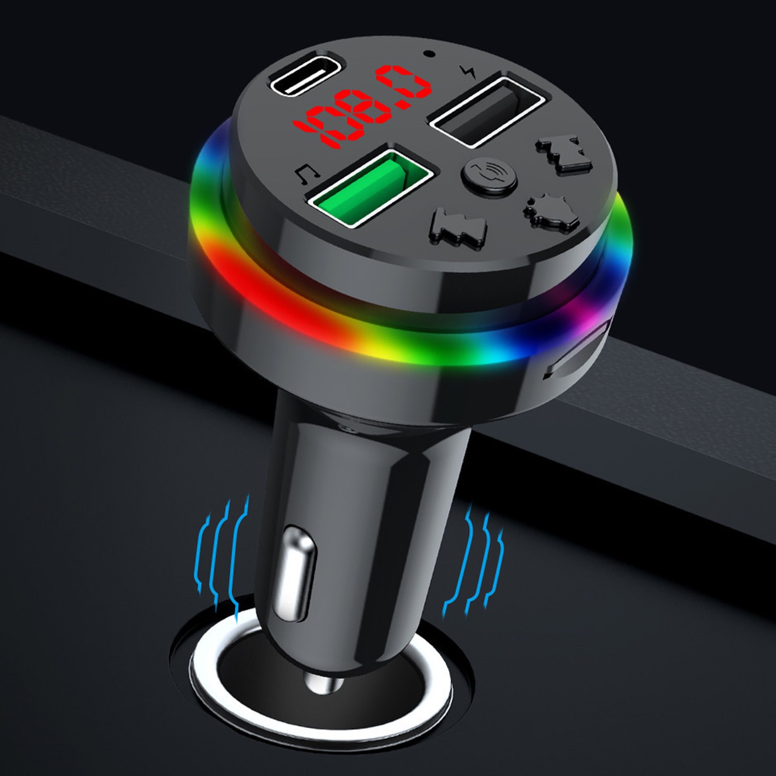 Car Mp3 Player 7color LED Dual USB Handsfree Calling HIFI Stereo