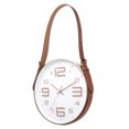 thumbnail image 1 of Reloj de pared redondo dorado de 12 pulgadas con pantalla grande y correa de PU, 1 of 5