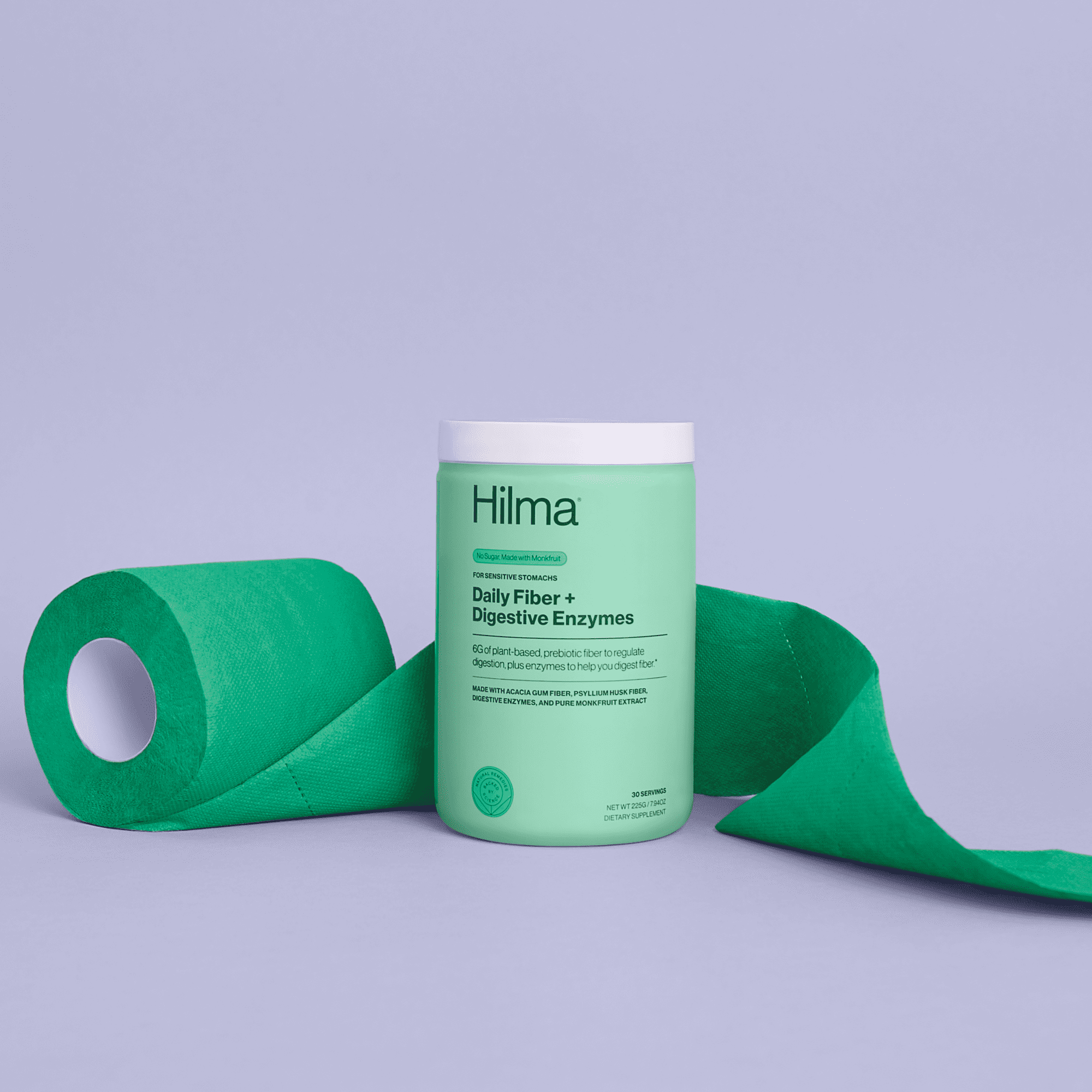 Hilma Daily Fiber + Digestive Enzymes Dietary Supplement Powder, Doctor Formulated, 30 Servings