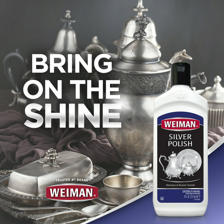 Weiman Silver Polish for Cleaning and Polishing Tarnish from Silver, Metals, Jewelry - 8 oz (2 Pack)