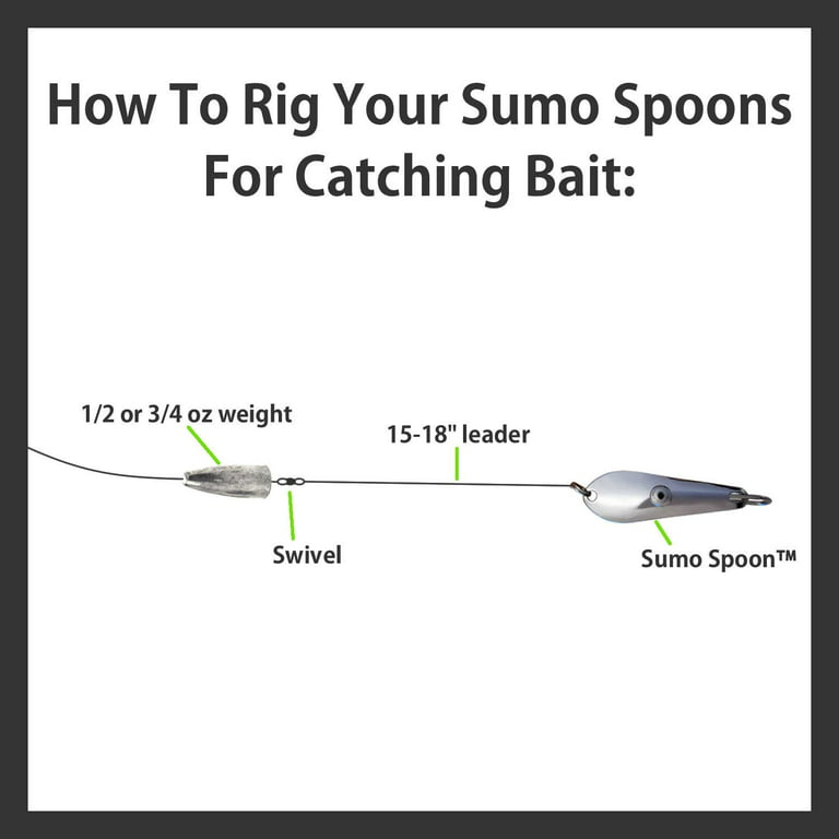 Sumo Spoon Catfishing Bait Spoon for Skipjack, White Bass, Striped Bass and Other Baitfish, 1 5/8 1 5/8 1-prong, Silver