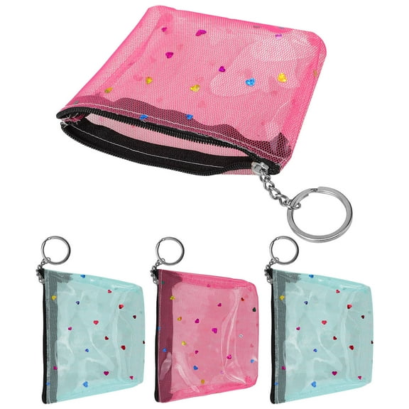 Raindrops 4 Pcs Coin Purse Wallet for Women Clear Toiletry Bag Men's Woman