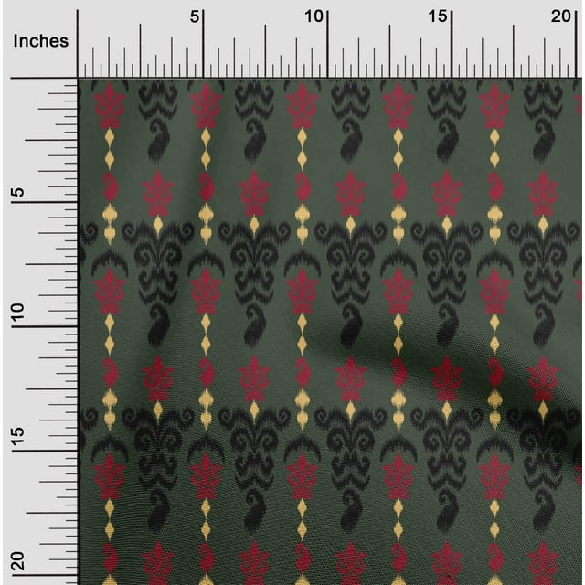 oneOone Polyester Lycra Fabric Stripe & Paisley Ikat Decor Fabric Printed BTY 56 Inch Wide