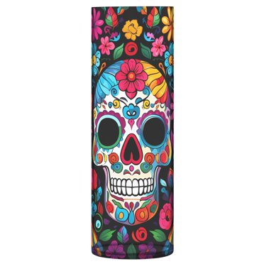 JSTEL Sugar Skull Day Of Dead Flower Vase Decorative Floreros for Home Decor Bedroom Living Room Office Table Shelf Bathroom