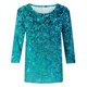 thumbnail image 5 of ICHUANYI Clearance Women's Fashion Printed Loose T-shirt Mid-length 3/4 Sleeves Blouse Round Neck Casual Tops(Blue, L) ICHUANYI WER2023081002657, 5 of 5