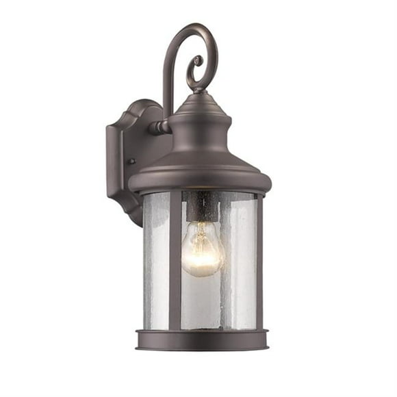 SUPERSHINE Galahad Transitional Outdoor Wall Sconce Oil Rubbed Bronze 1 Light Clear Seedy Glass
