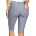 thumbnail image 3 of Women's Bermuda Stretchy Jean Shorts with 5 Pockets Cotton Blend, Slate Gray L, 3 of 4