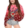 thumbnail image 1 of PMVFHDE Chandail en Molleton Grande Taille en Liquidation Noël Mode Enfants Mignon Imprimé Col Rond Sans Capuche Manches Longues Vêtements Filles, Rouge, 11-12 Ans, 1 of 7