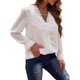 thumbnail image 5 of Qarigey Camiseta de mujer Blusa casual de manga larga con cuello en V de encaje de color sólido Prendas para la parte del cuerpo Blanco XL, 5 of 6