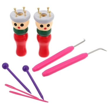 1Set Wood Knitting Fork and Weaving Needles Crochet Tools for Yarn Projects DIY Wool Winding Tool and Spool Knitting for Kids and Adults