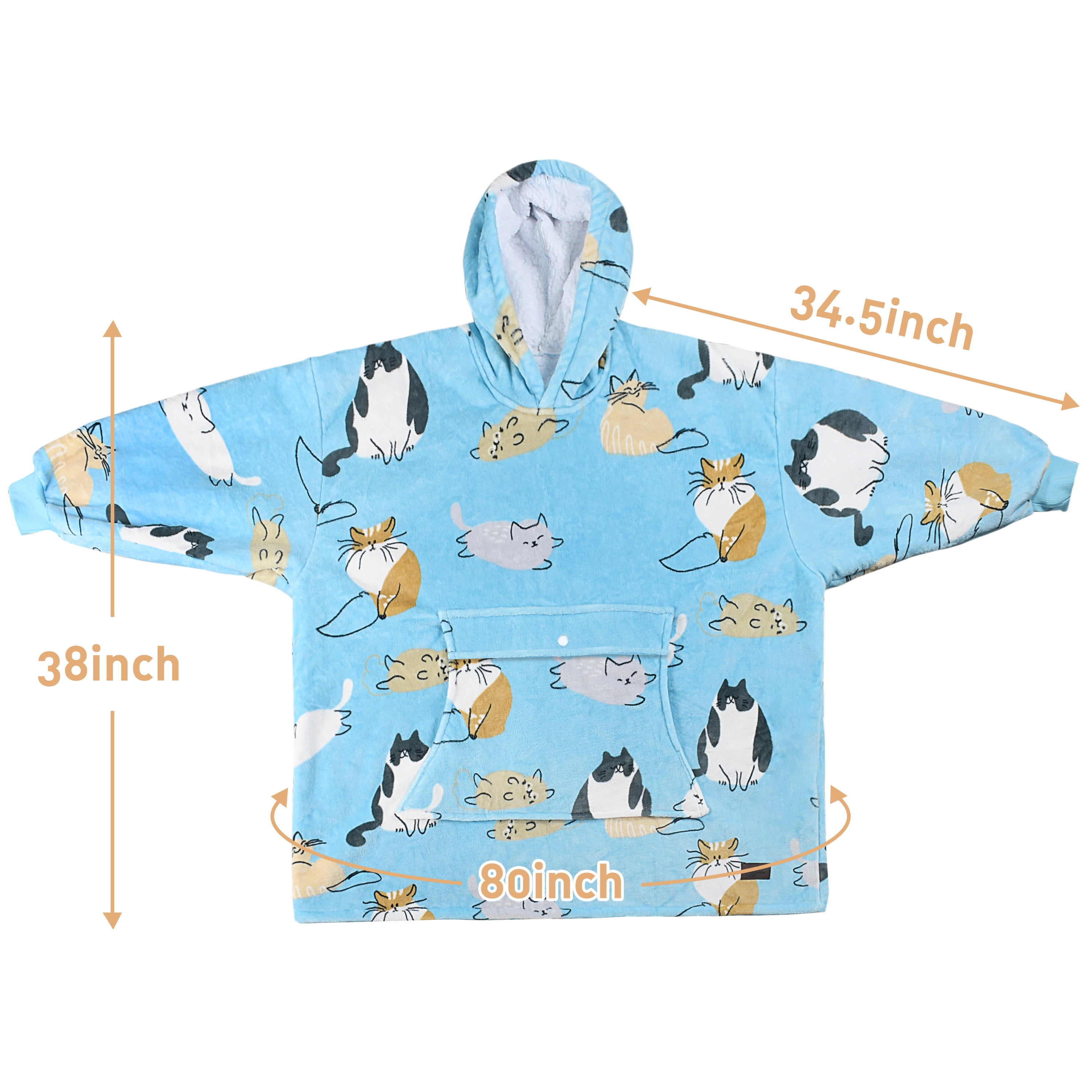 Catalonia Oversized Wearable Blanket Hoodie Sweatshirt, Comfortable Sherpa Lounging Pullover for Adults Men Women Teenagers Wife Girlfriend Gift