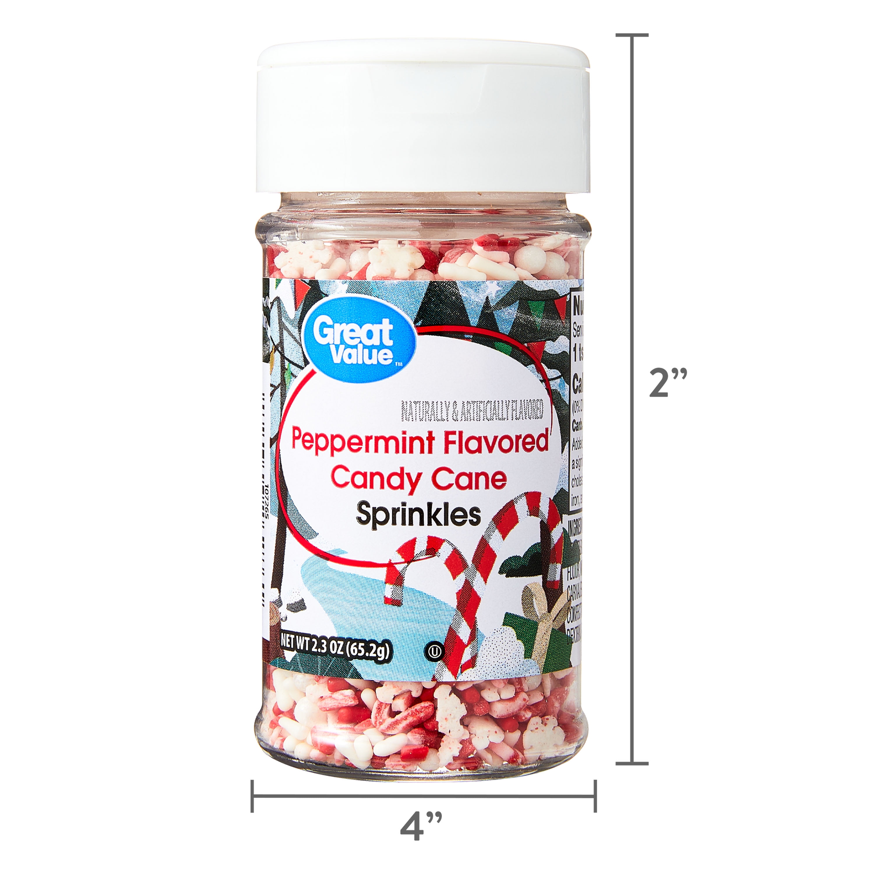 Great Value Peppermint Flavored Candy Cane Sprinkles, 2.3 oz
