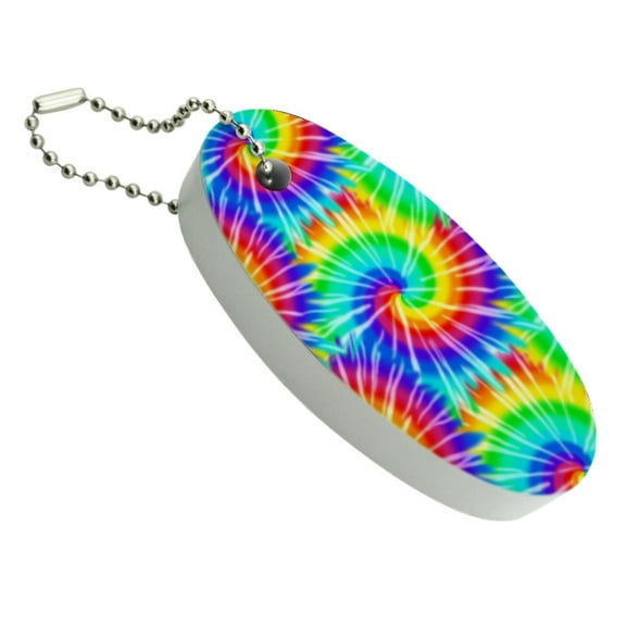 Tie Dye Pattern Floating Keychain Oval Foam Fishing Boat Buoy Key Float