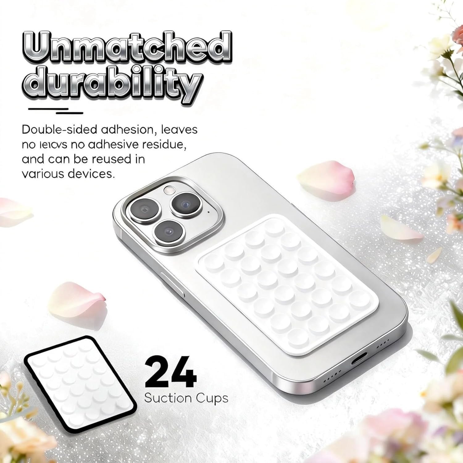 MKEUDQ-White OCTO BUDYY Silicone Suction Phone Case Mount, Silicon Adhesive Smartphones Stand Sticky, Hands-Free Phone Accessories Holder for Selfies and Videos Trending TikTok Items for iPhone