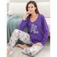 thumbnail image 7 of Women's Two Piece Sleepwear Set Knit Top with Flannel Pants RHW2864, 7 of 7