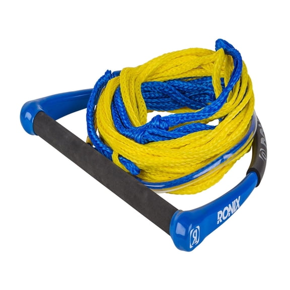 RONIX Combo 2.0 Hide Grip Wakeboard Handle with 65ft Blue/Yellow 4-Section PE Rope (226135)