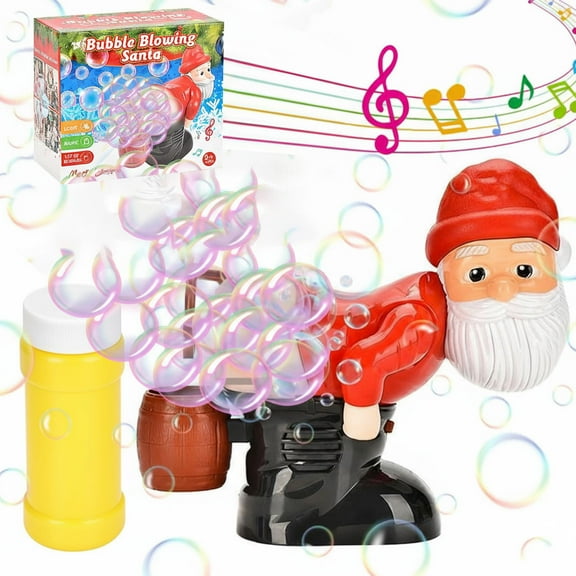 Xqxayjr under $5 Bubble Blower, Automatic Bubble Blower Machine with Lights Music, Santa Claus Bubble MachineToy, 60ml Bubble Solution with Extra Refill, Party Bubble Machine forKids