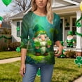 thumbnail image 5 of felwors St Patricks Day Shirt Women 2025 Casual Plus Size 3/4 Sleeve Irish Clover Shirts Funny Saint Patrick's Tunic Tops (Green, M), 5 of 6