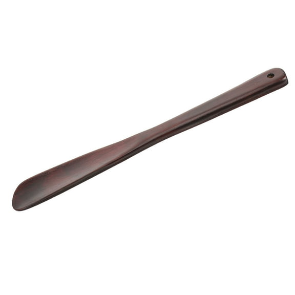 LEORX Wood Shoe Horn with Long Handle for Home Use Smooth Dark Brown Finish