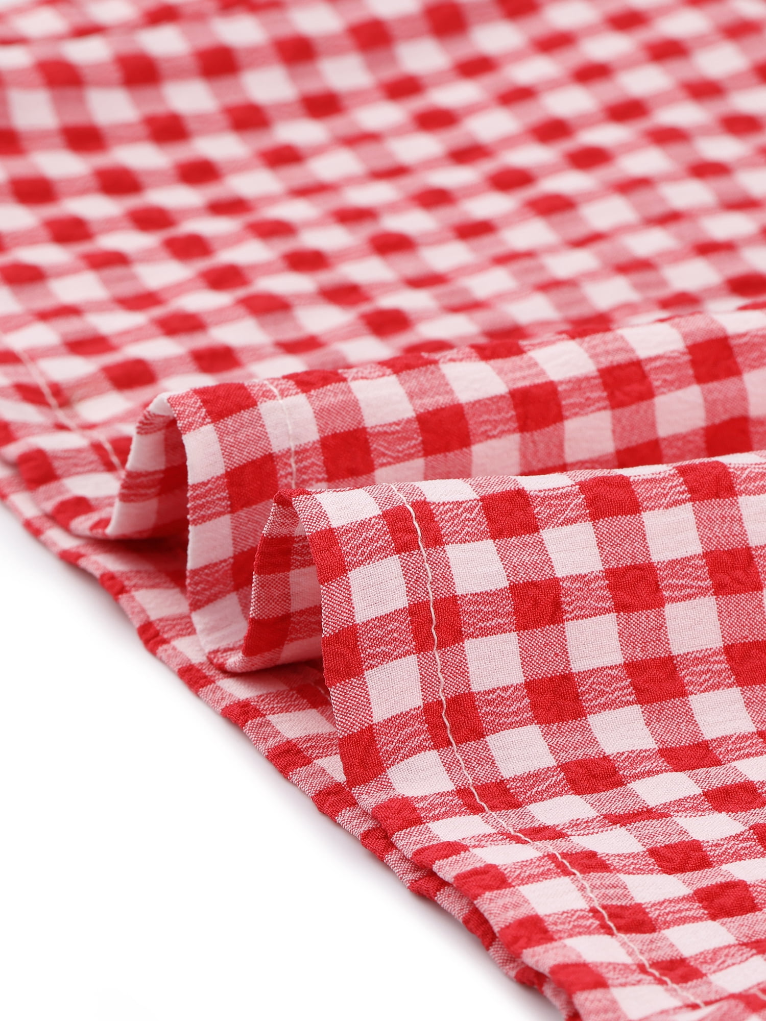 Unique Bargains Women's Blouse Sleeveless Vintage Summer Ginham Tops XS Red XS Red