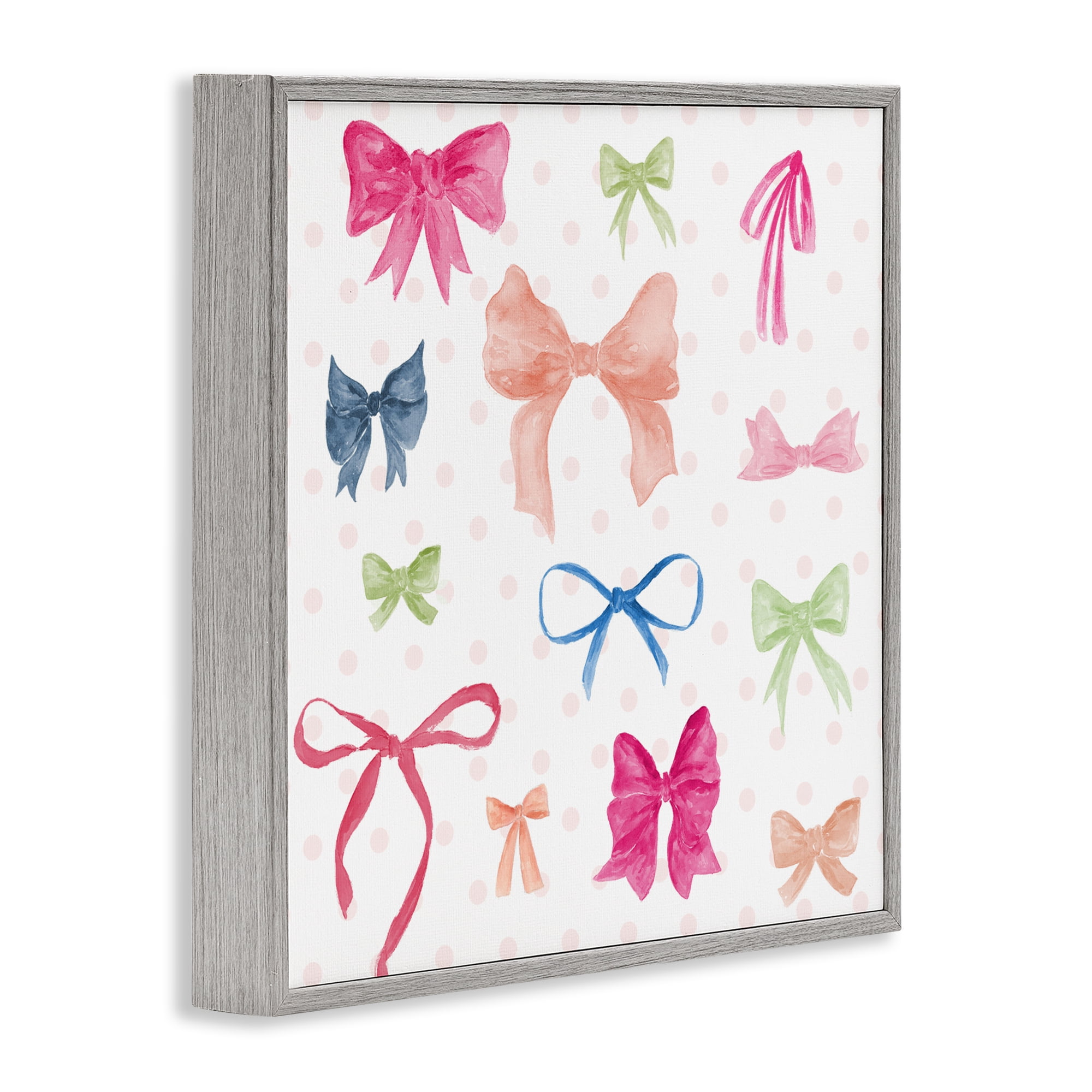 Stupell Industries Colored Bows on Plaid Gray Framed Giclee Art, design by Lucille Price