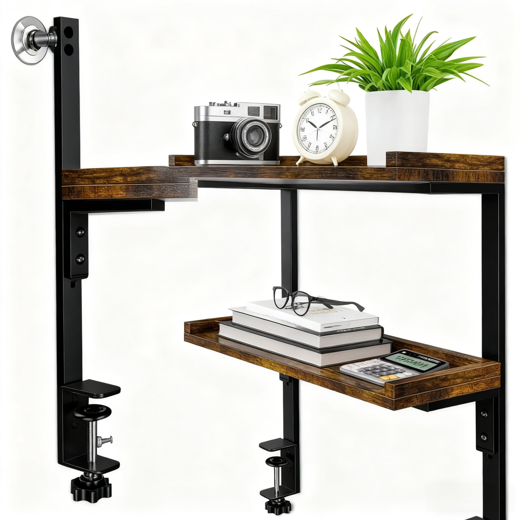 New Vintage Desktop Organizer Shelf, Easy Assembly Multi-Purpose Desk Storage Display Rack for Office, Kitchen, Countertop, Space Saving