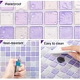 thumbnail image 6 of 5pcs Peel and Stick Backsplash Purple Square 3D Mosaic Removable Tile Stickers Self Adhesive Tiles Stick-on Vinyl Wall Tiles for Kitchen Bathroom Home Decor 9.3" X 9.3" Covering 3 Sq.ft, 6 of 8