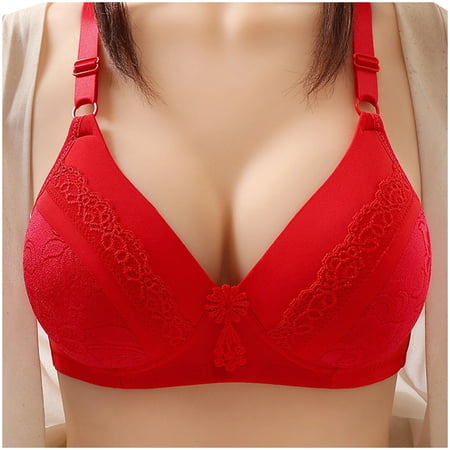 

YANHAIGONG Woman Sexy Ladies Bra Without Steel Rings Medium Cup Large Size Breathable Gathered Underwear Daily Bra Without Steel Ring True Bras For Women