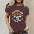 thumbnail image 2 of VNKIDY Women's T-Shirt Letter Graphic Short Sleeve Tees Crewneck Casual Soft Lightweight Top For Daily Outdoor Wear Classic Top, 2 of 4