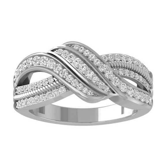 ARAIYA FINE JEWELRY 10K White Gold Round Diamond Fashion Band Ring (2/5 cttw, I2-I3 Clarity, I-J Color) Size 5