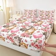 thumbnail image 4 of Erosebridal Cute Couple Cat Bed Sheets for Kids, Rose Love Heart King Sheets, 4pcs, 4 of 5