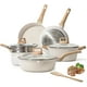 thumbnail image 1 of Sartenes Antiadherentes 10 Piezas,Sartenes Ceramica,Juego de Sartenes de Induccion,Juego de Ollas y Sartenes,Bateria de Cocina Fácil Limpieza,con Sartenes y Cacerolas Libre de PFOA,Blanco, 1 of 8