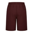 thumbnail image 5 of Wioihee Men's Casual 100% Cotton Shorts Solid Color Comfortable and Breathable Elastic Waist Drawstring Summer Fashion Men's Pocket Beach Shorts. Wine 6(L), 5 of 6