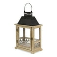 thumbnail image 2 of Rectangular Wooden Lantern with Black Metal Top and Galvanized Accent, 2 of 7