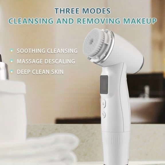 7-in-1 Spinning Face & Body Cleansing Brush Kit, Waterproof Electric Exfoliating Brush for Deep Surface Cleansing, Gentle Exfoliation, and Relaxing Massage
