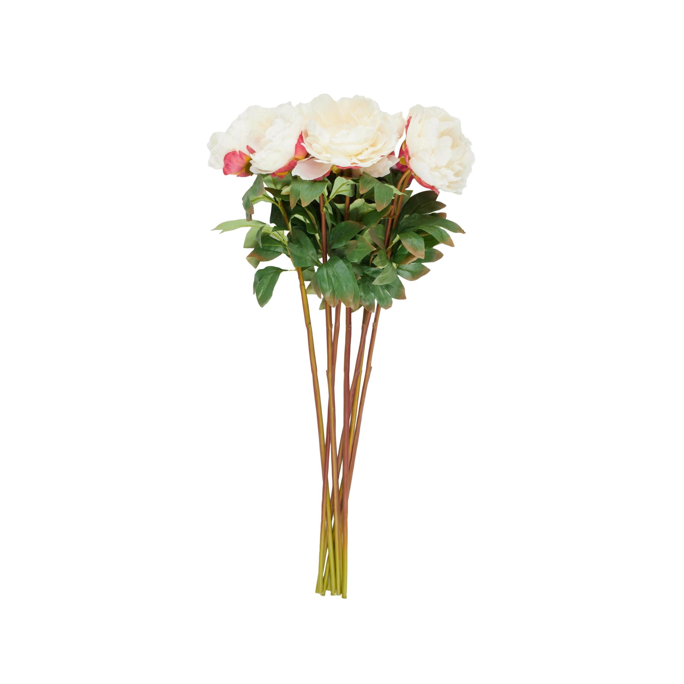 31" Plastic Floral Tall Peony Artificial Flower Stem in Pink Accents, by DecMode (8 Count)