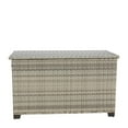 thumbnail image 6 of Gzxs 148 Gallon Wicker Storage Box with Waterproof Liner, Patio PE Rattan Storage Container for Outside, Deck Box with Hinged Lid for Cushions, Pillows, Towels, Gray, 6 of 9
