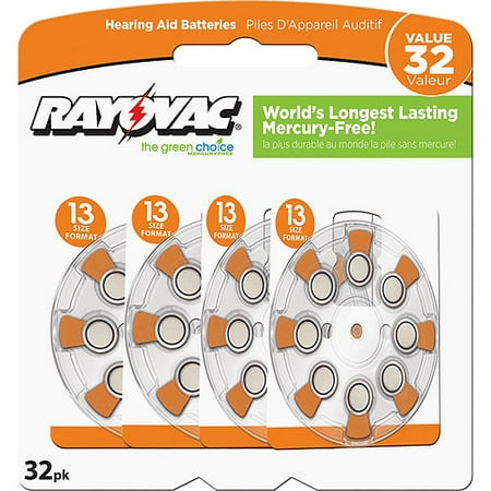 Rayovac Loud N' Clear Mercury-Free Hearing Aid Battery, Size 13, 32-Pack