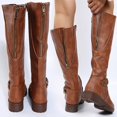 thumbnail image 4 of WAVSUF Women's Mid Calf Boots Side Zip Wide Width Round Toe Winter Daily Trendy Boots Brown 6, 4 of 9