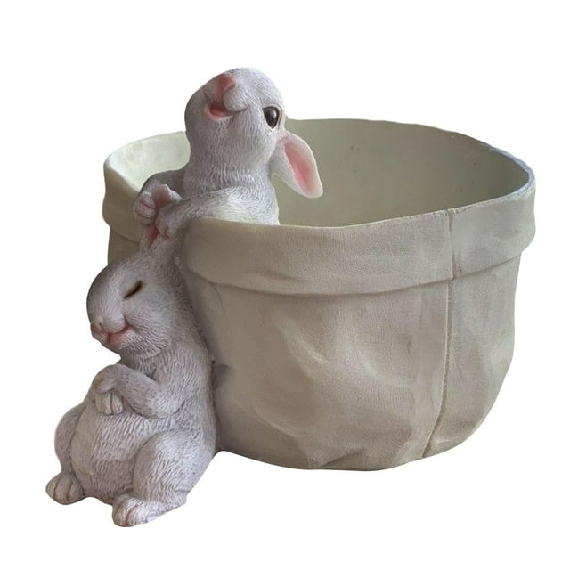 EGNMCR Room Decor, Home Decor Pots Of Rabbit For Indoor And Outdoor Patio Cute Rabbit Succulents Animals Rabbits Potted Plants Decorative Resin With Hole For Home Balcony Art rabbit potted plants